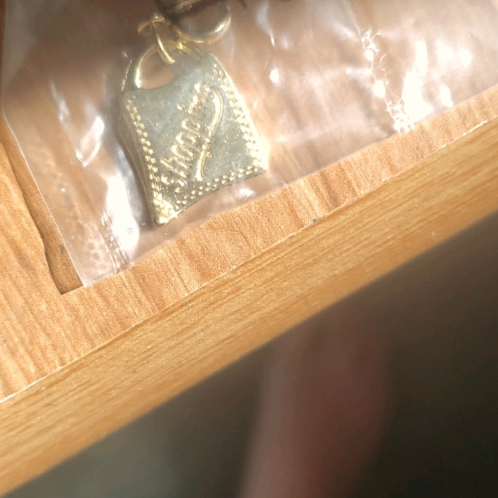 Shopping Bag Charm Keychain Pendant Gold I Love it